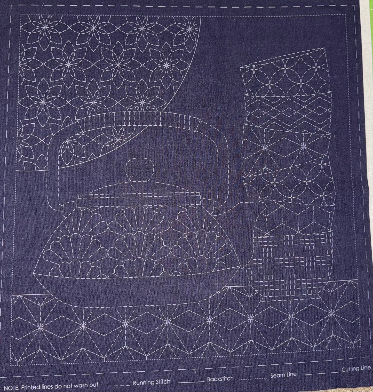 DV4266 Sashiko Teatime Panel in Navy