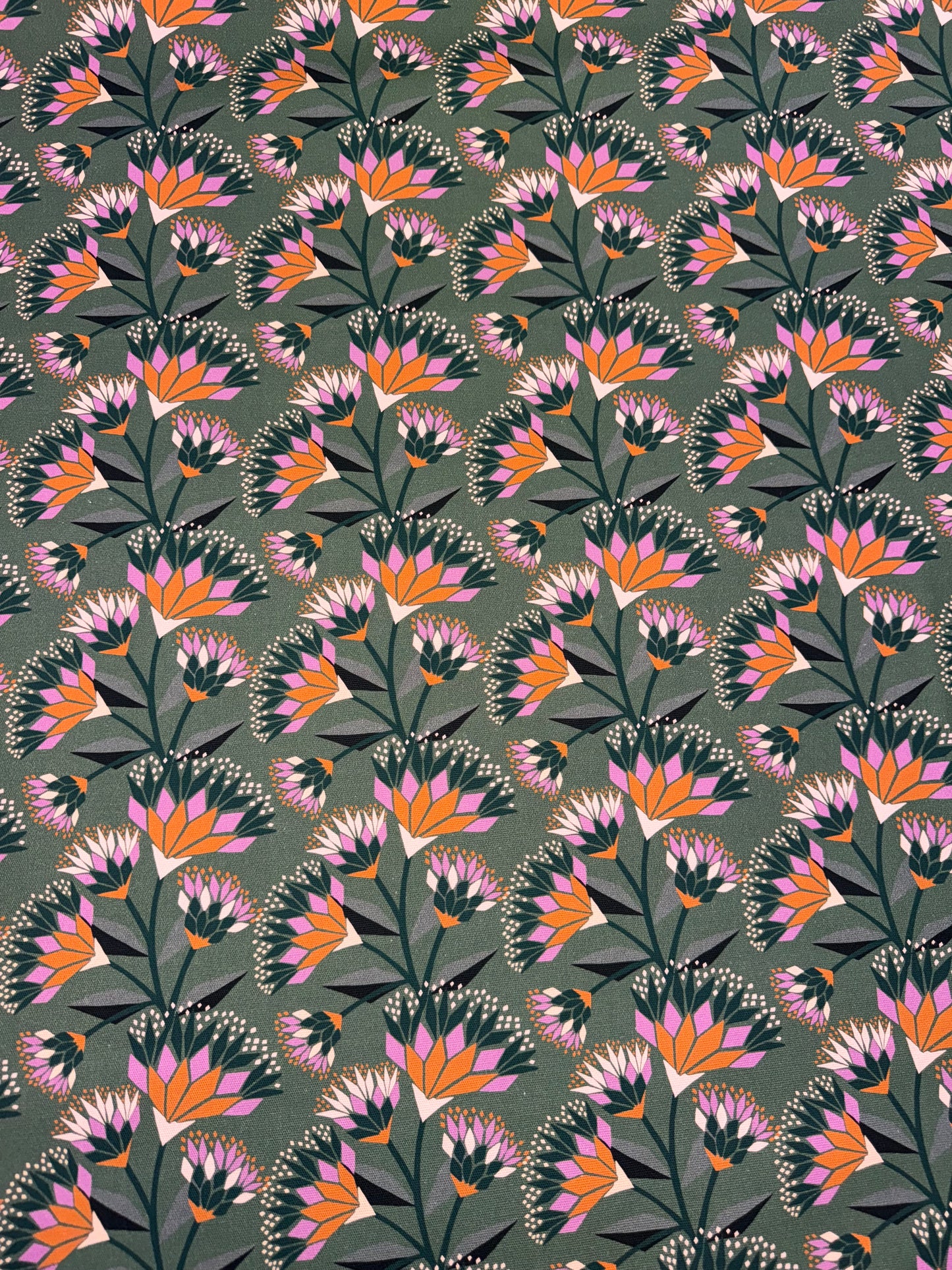 Rachelle Holowko DVF1155 Cotton Canvas Duck Fabric Grey Stylised Floral