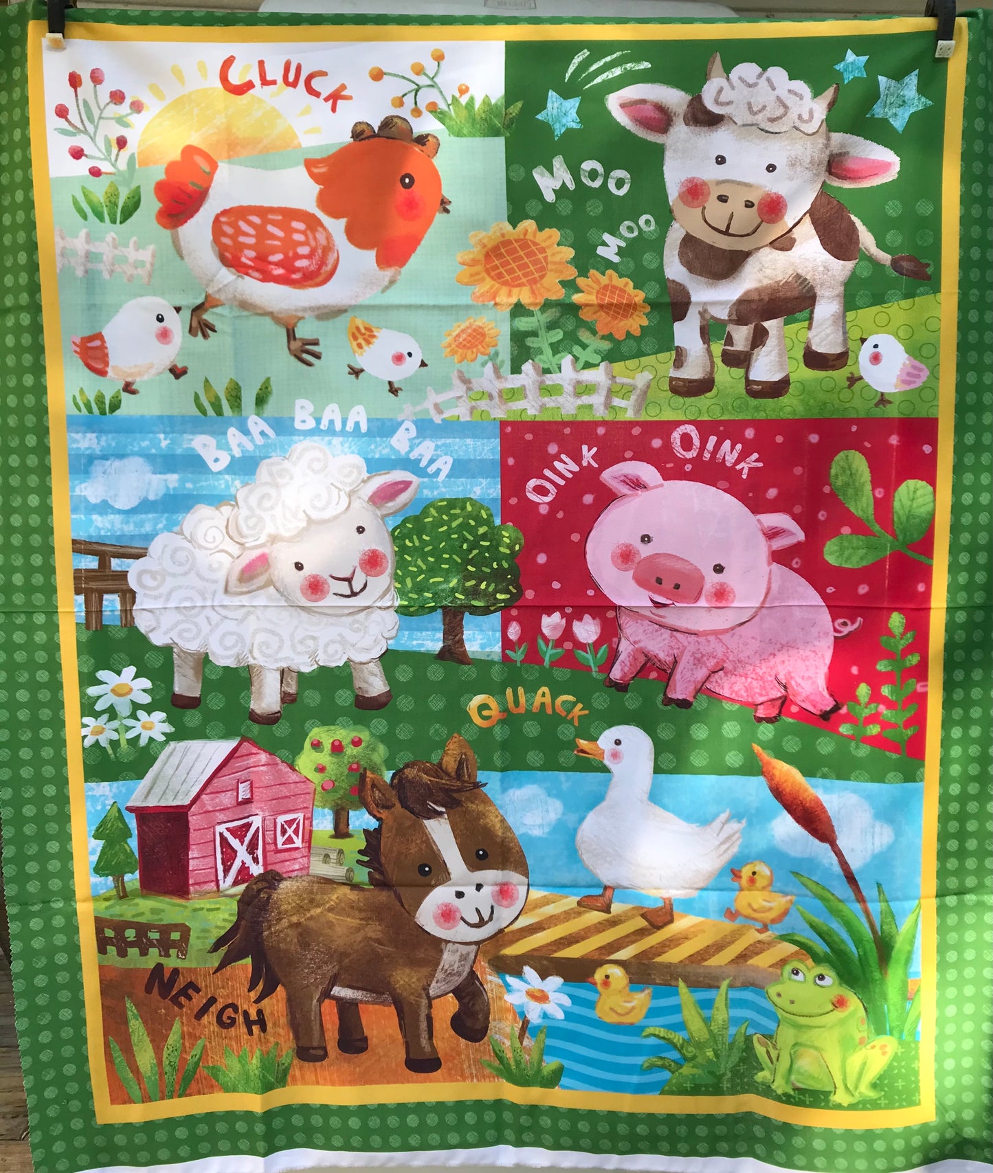 Wee Ones Farm Yard Baby Animals Cotton Fabric Panel