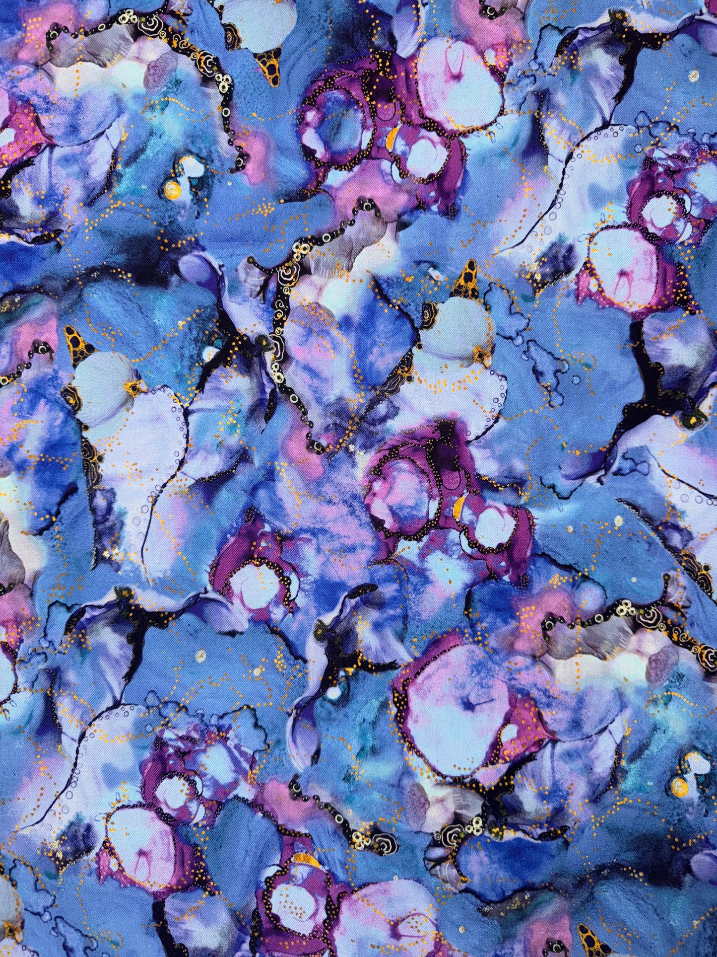 Painted Sea - Tonal Allover Blue Purple with Gold