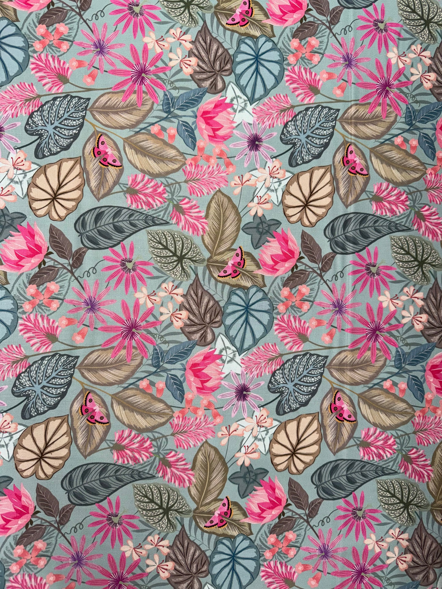 Botanical Oasis Flora on Oasis Blue A982C