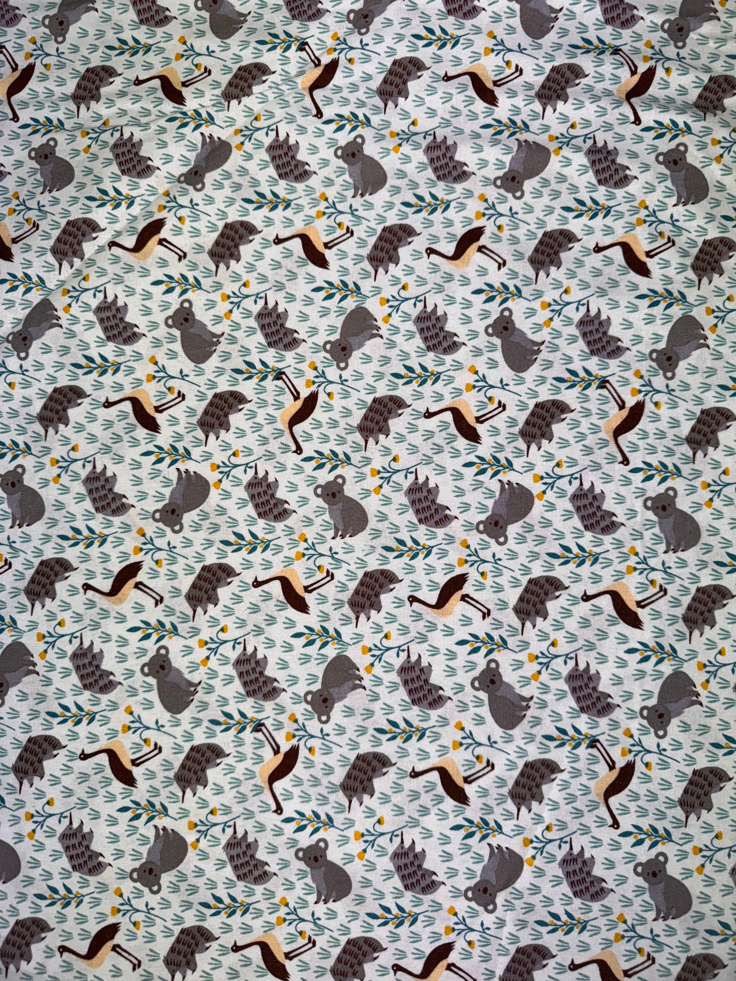 Aussie Koalas, Emus and Echidnas with Teal Leaves