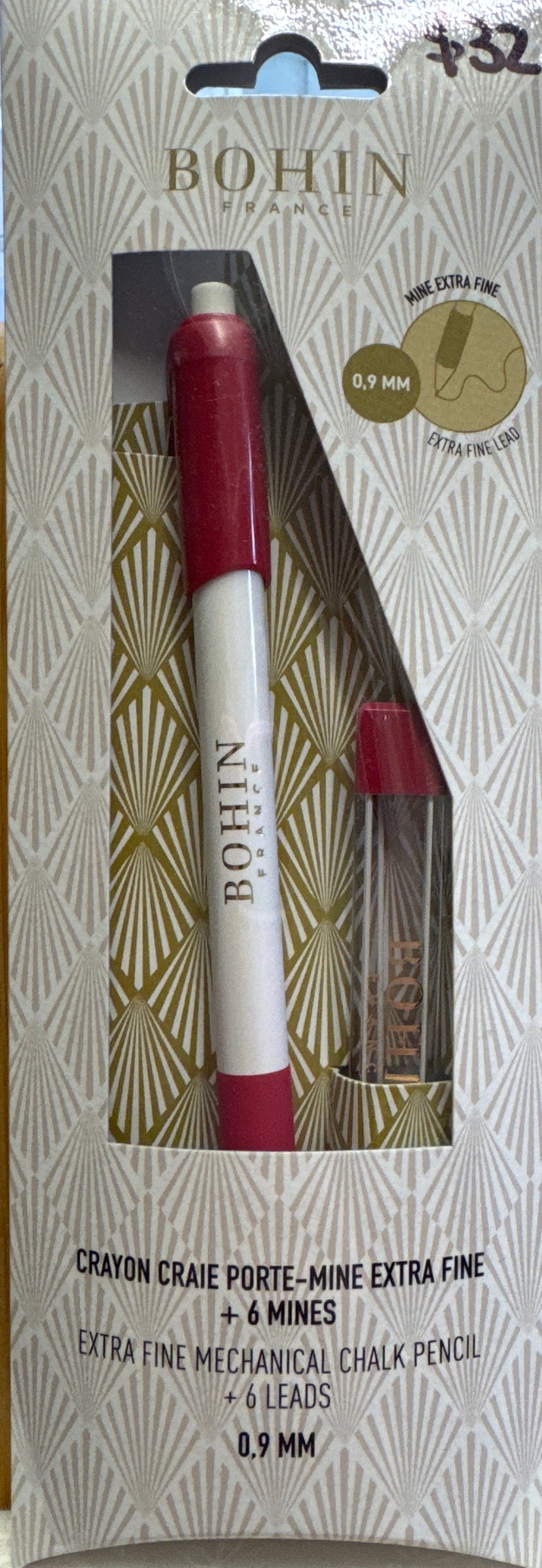 BOHIN Chalk Mechanical Pencil with 6 .9mm White leads