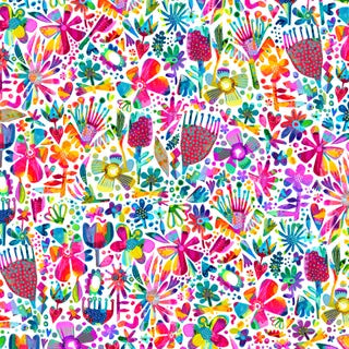 Color Crush - Multicoloured Flowers on White