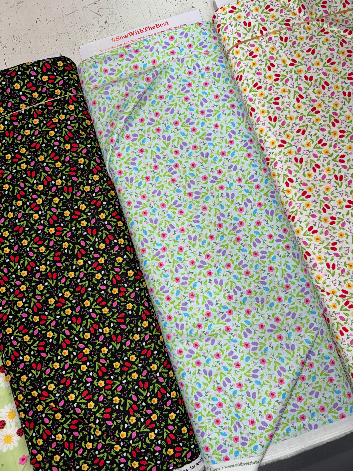 Little Ladies - Tiny Flowers on a Black Background