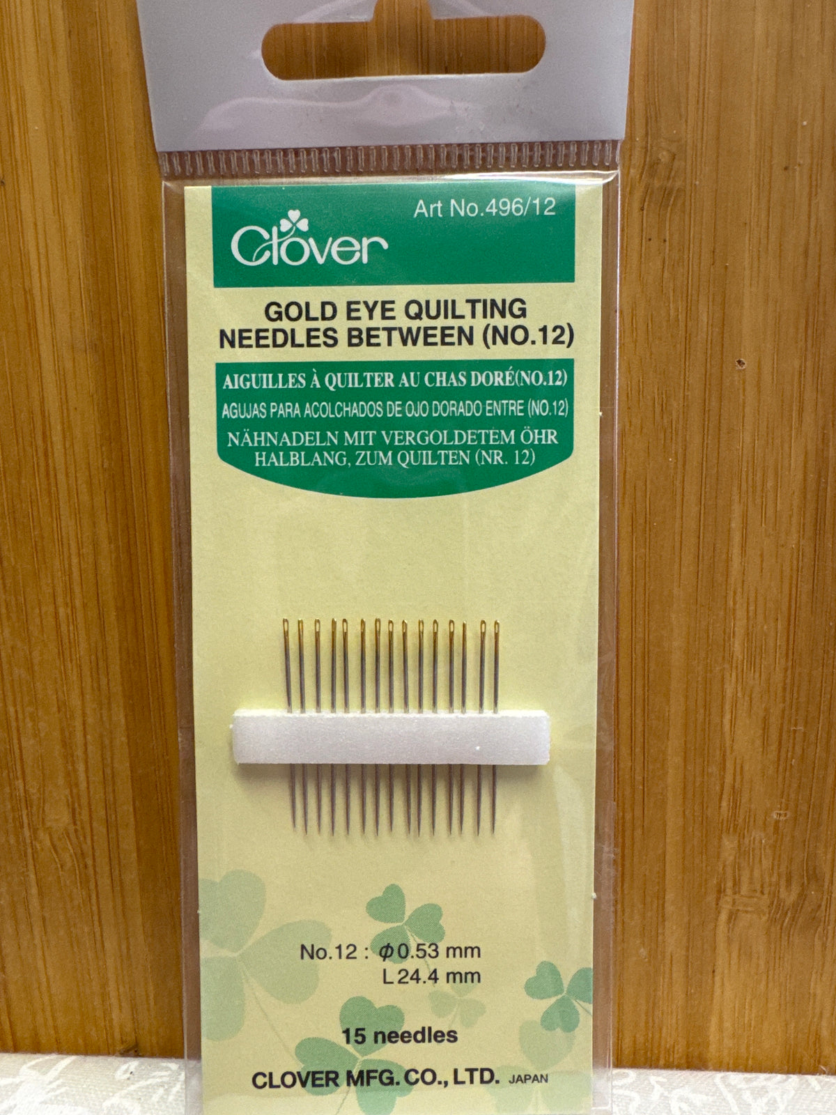 Clover Hand Needles Gold Eye Quilting Between - Size 12 - 15 pieces