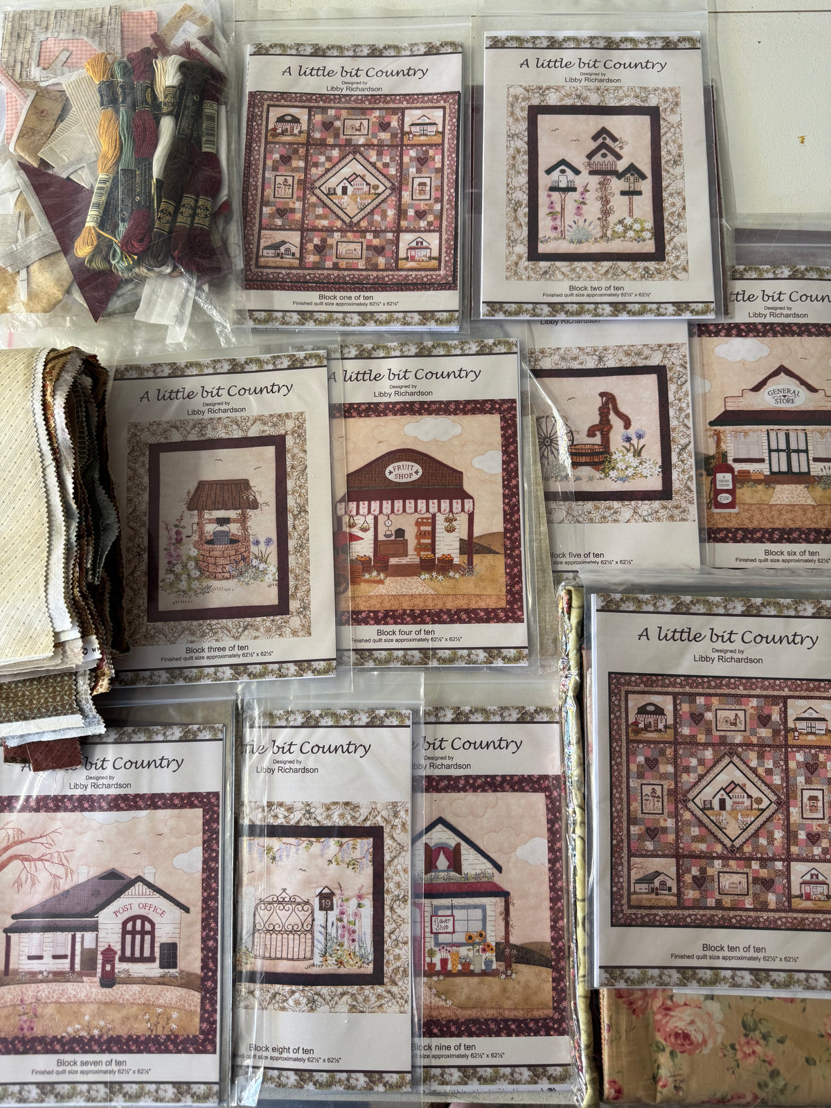 A Little Bit of Country by Libby Richardson - Quilt Kit - 10 Patterns and Fabric set 62.5" x 62.5"