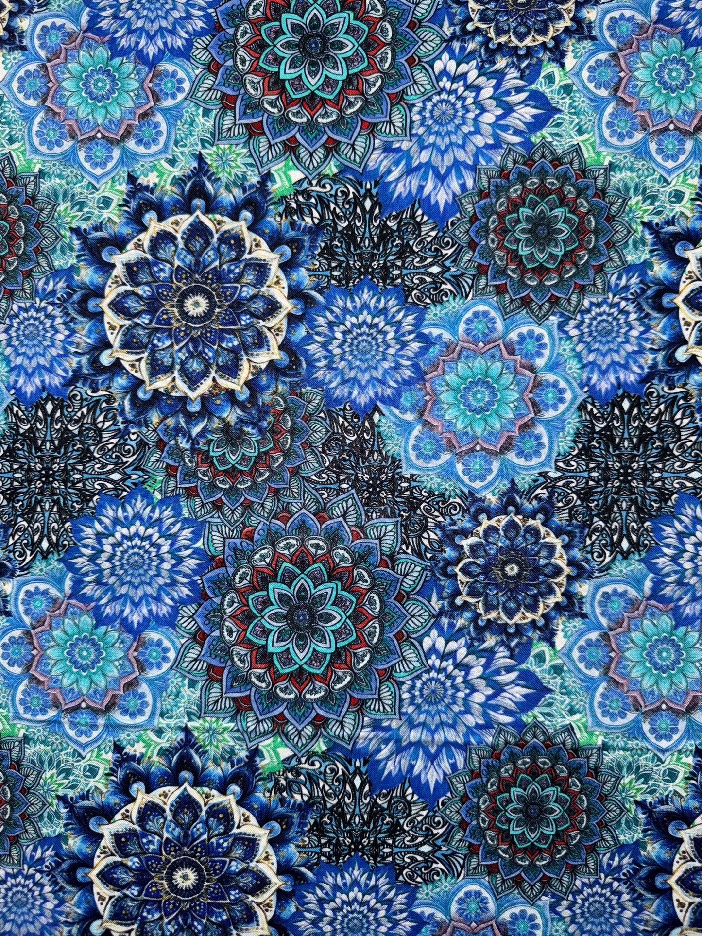 Lush Petals Blue Bright Mandala