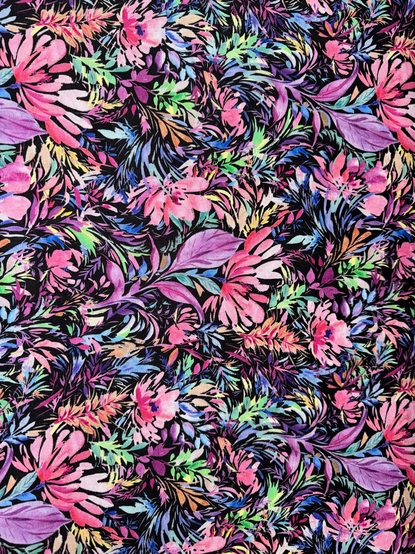 Sketchbook Floral on Black Wideback 108"