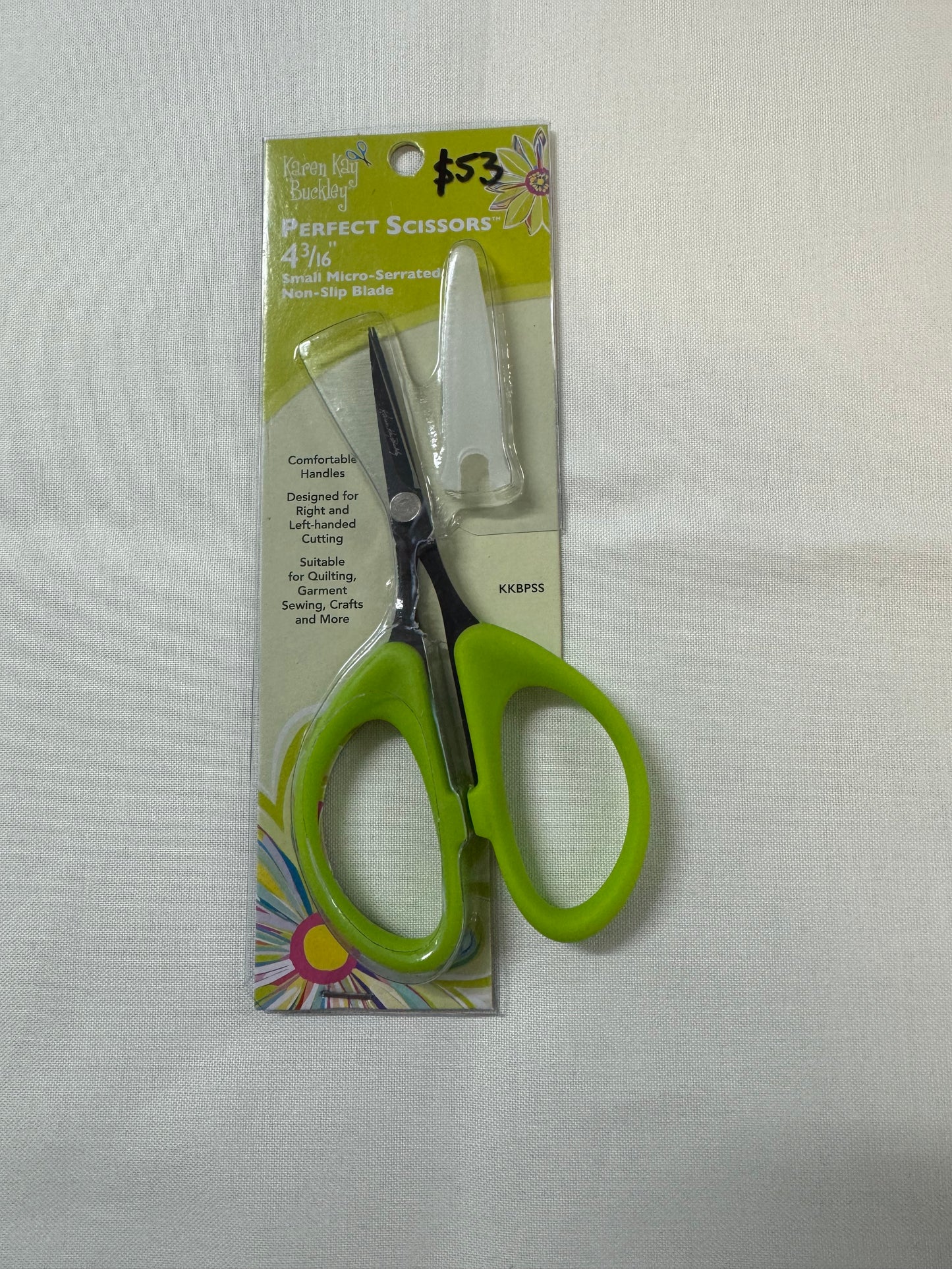 Karen Kay Buckley Perfect Scissors 4" Serrated Edge Lime Green