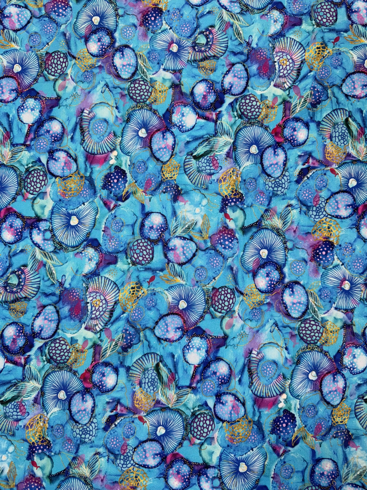 Painted Sea - Allover Small Blue Coloured Anemones