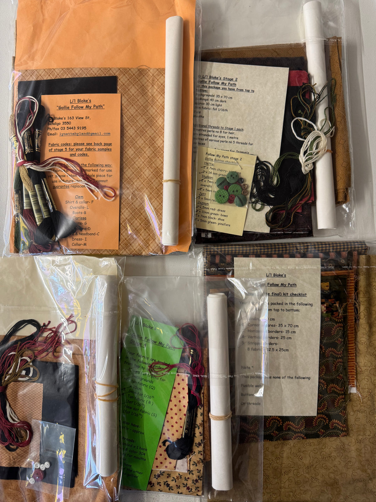 Li'l Blokes - Gollie Follow my Path Quilt Kit and Fabric Set . Pre-Loved Treasure.