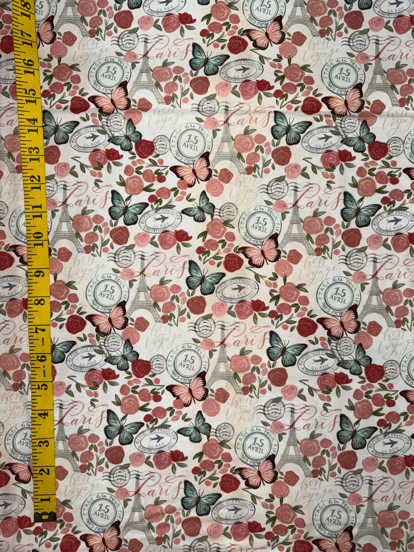 Fleur and Flutter - Paris Floral Collage on Cream
