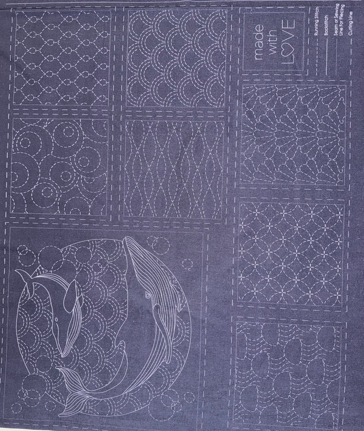 DV4091 Sashiko Ocean Panel In Navy Blue