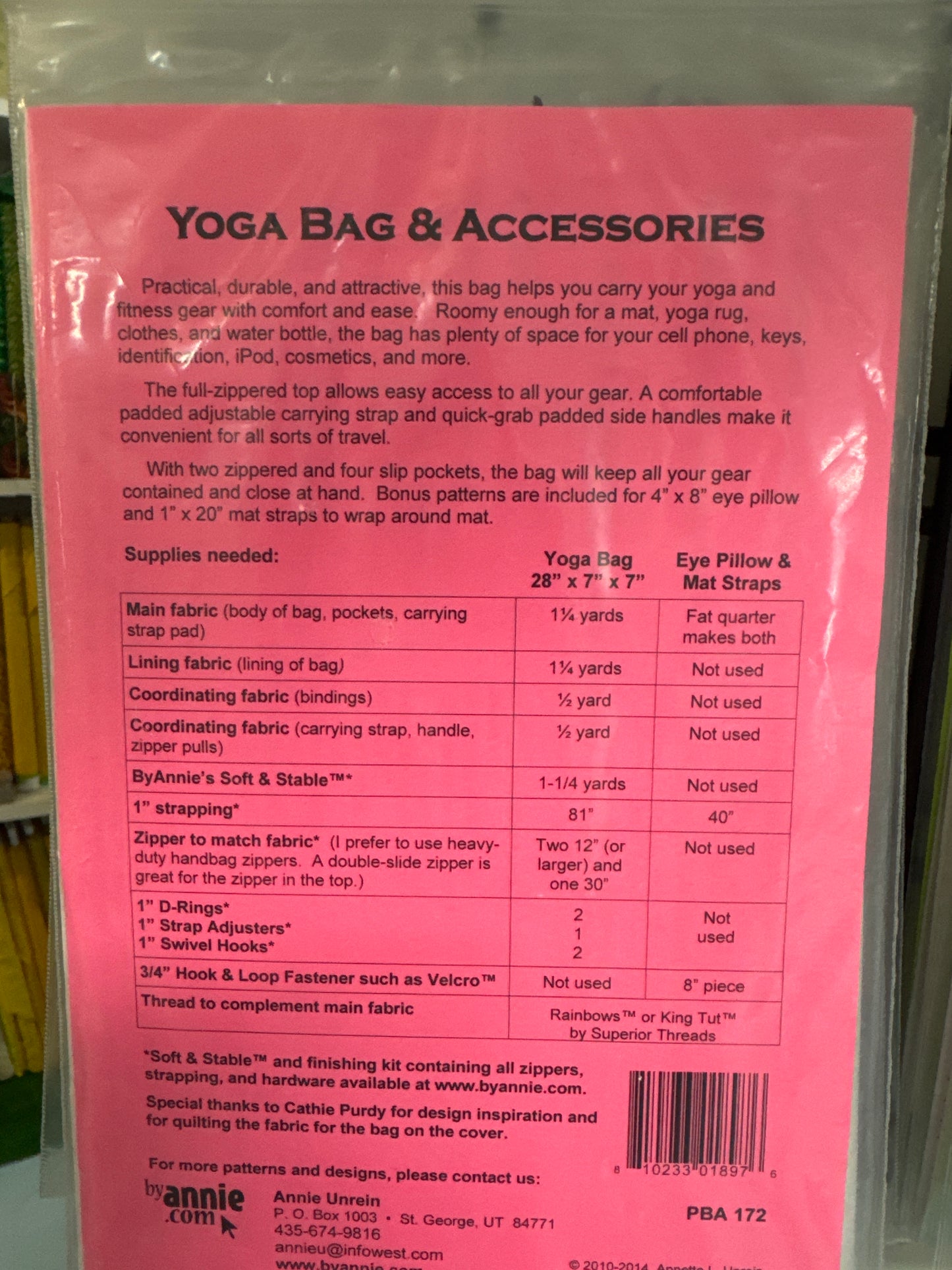 By Annie Pattern - Yoga Bag