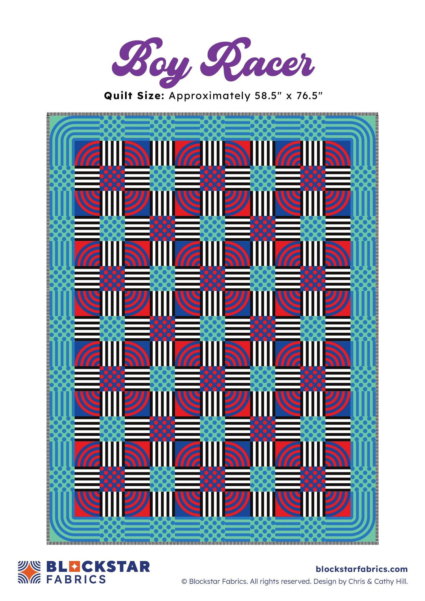 Blockstar Retro Boy Racer Fabric and Pattern Kit - 58.5" x 76.5"