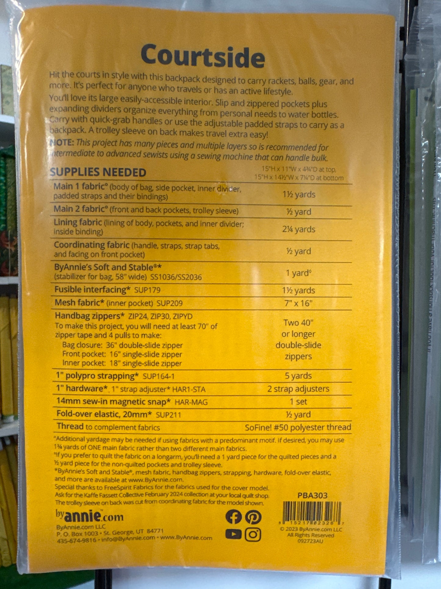 By Annie Pattern - Courtside Backpack / Racket Tote