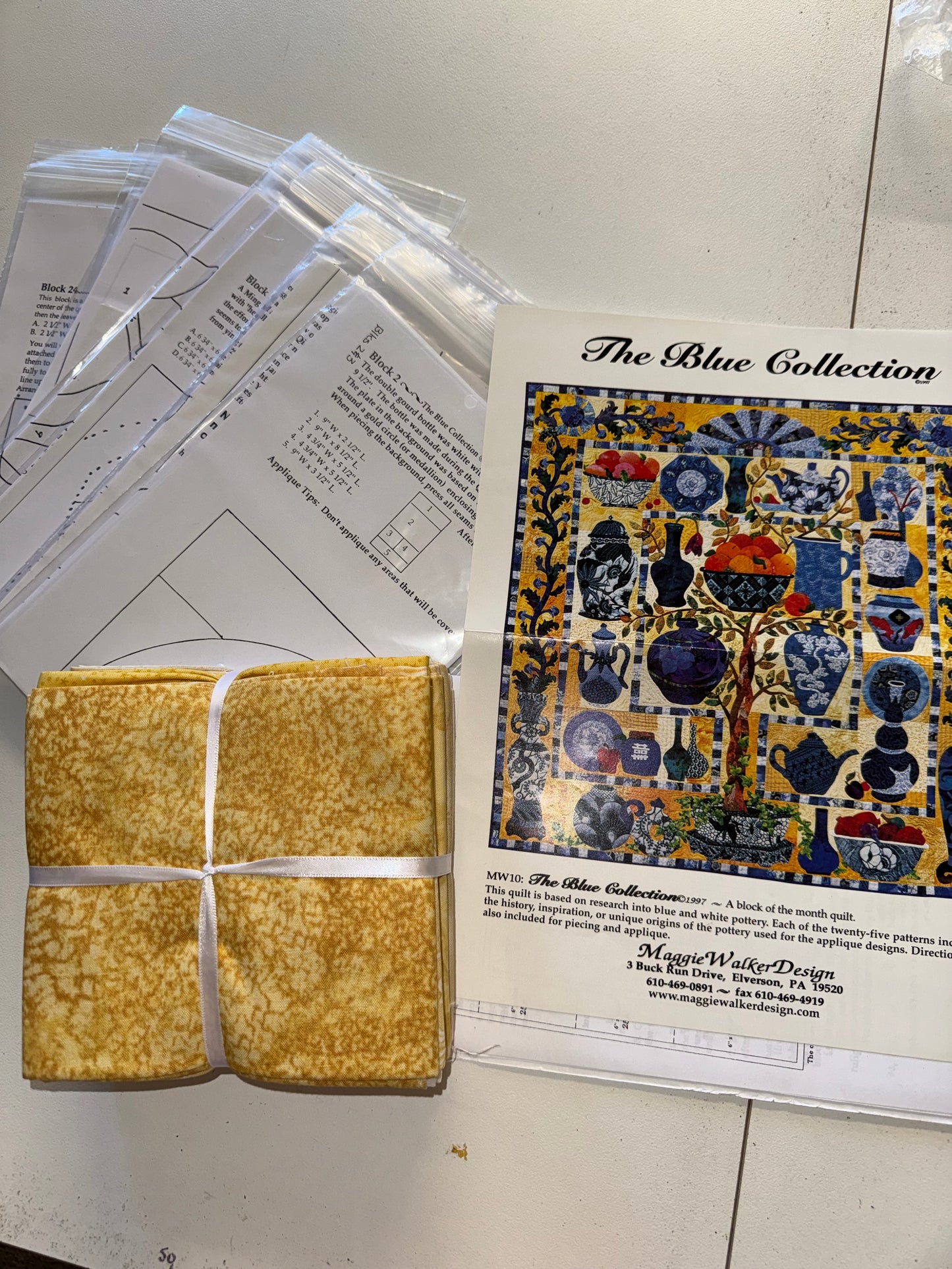 The Blue Collection - Pattern and Yellow Fabric Pack - Pre-Loved Treasure.