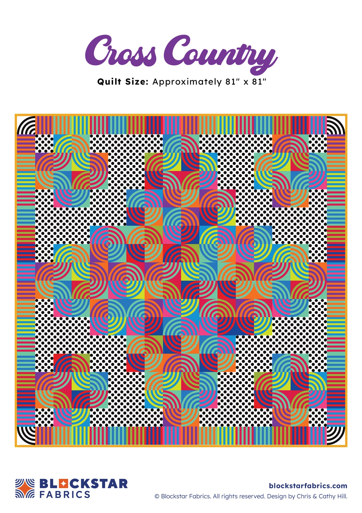 Blockstar Retro Cross Country Fabric and Pattern Kit - 81" x 81"
