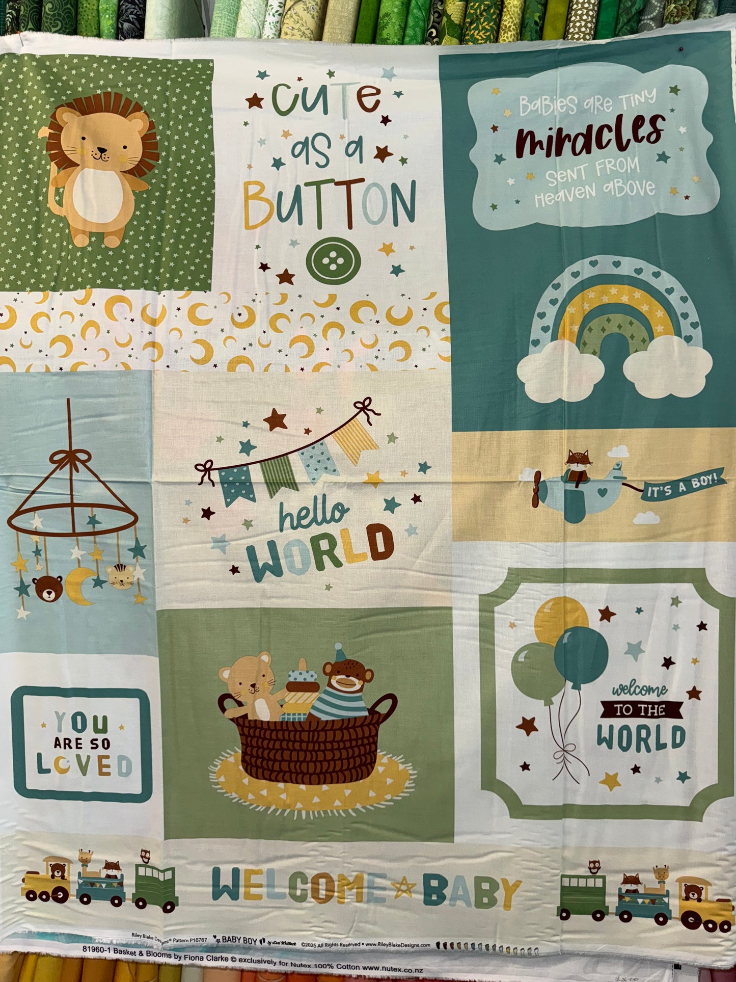 Cute as a Button - Baby Boy Panel 90cm