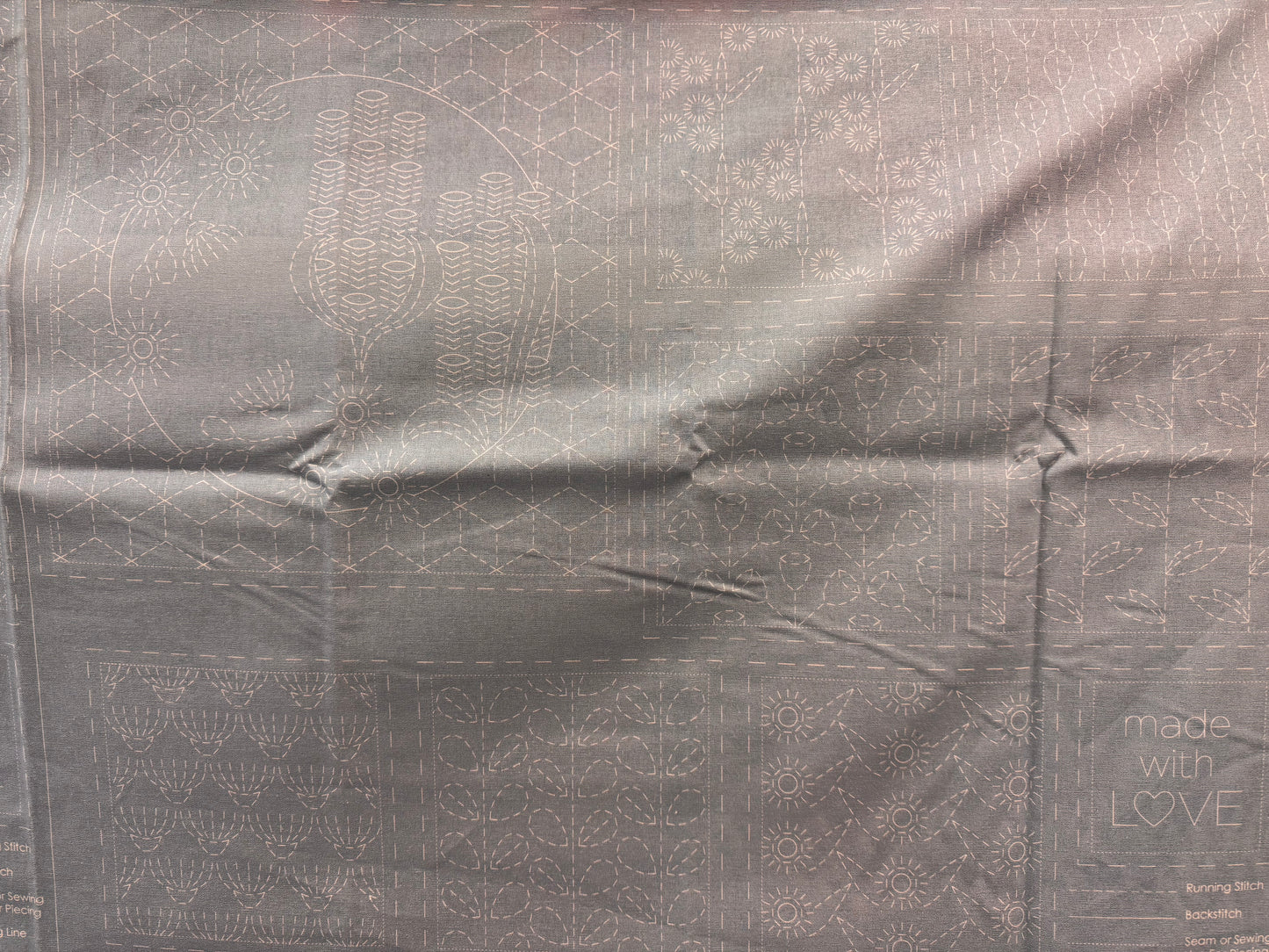 DV4072 Sashiko Botanical Panel in Notre Dame Light Blue