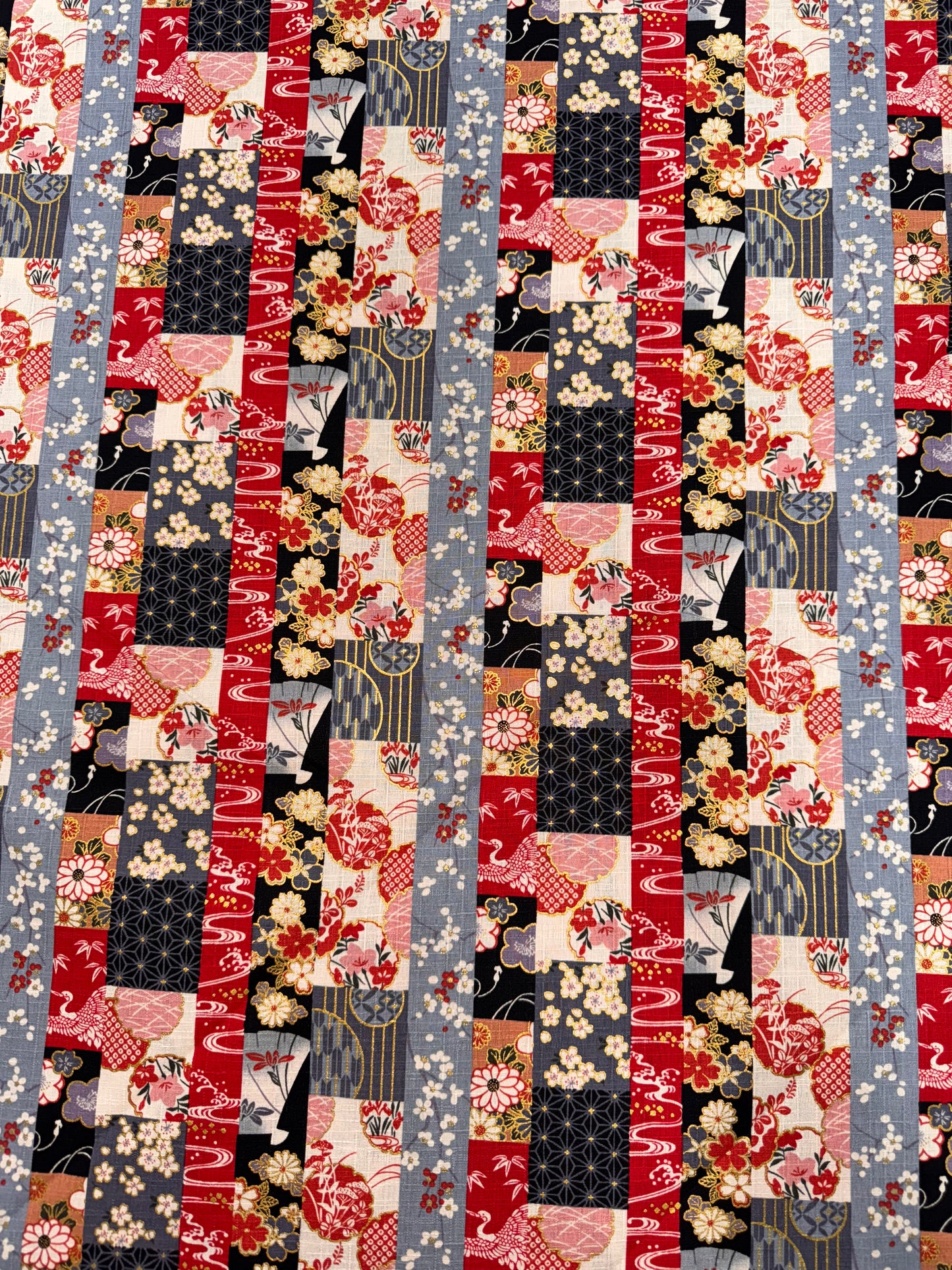 Japanese Sutopaipo Red and Black squares and stripes