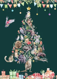 Christmas - Bush Celebration Panel - Metallic with Green Background DVC1218