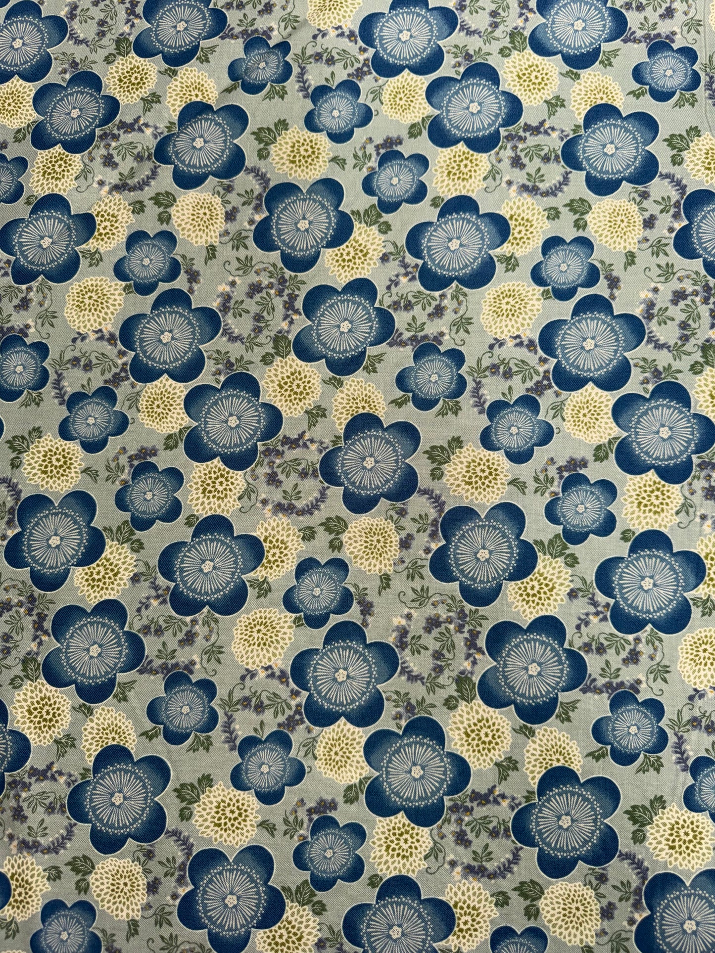Robert Kaufman - Kyoto Gardens - Blue with Large Flowers