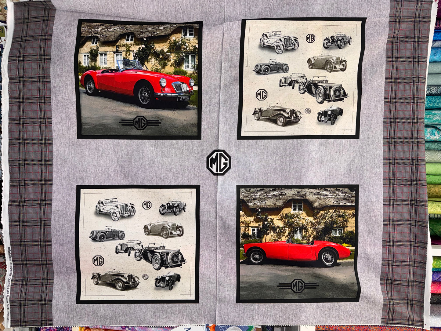 MG Classic Car Pillow Panel Taupe