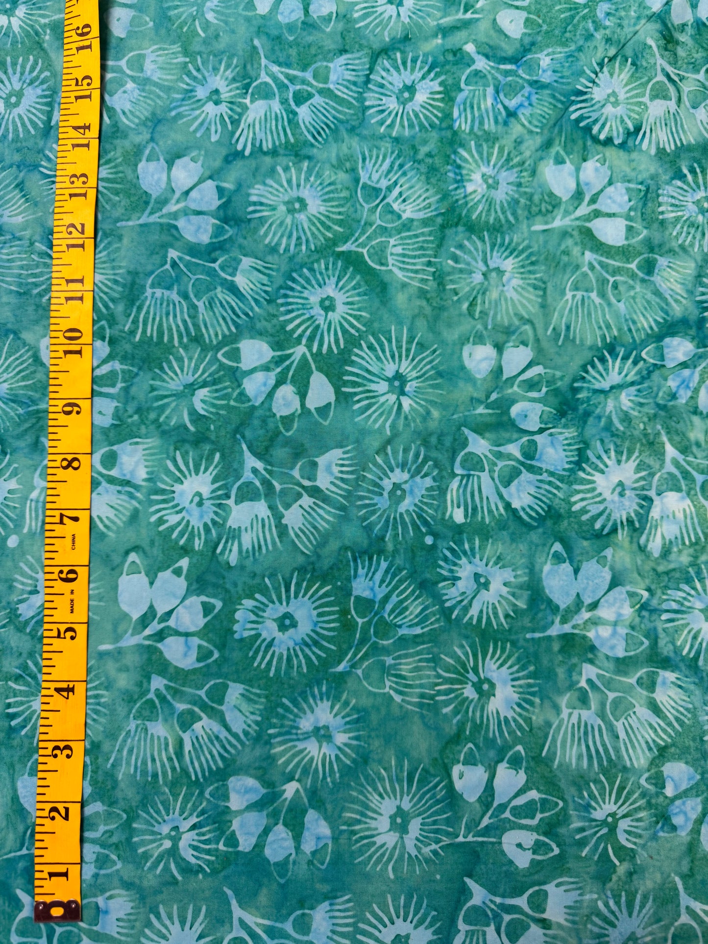 Batik Wideback in Aqua Blossoms pattern. 8.6m available. BA108-874