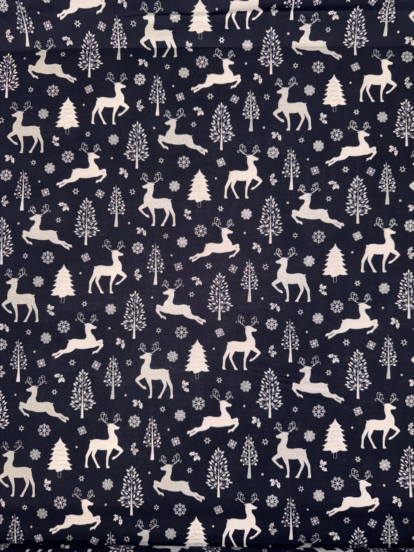 Christmas Silver Reindeer on Blue