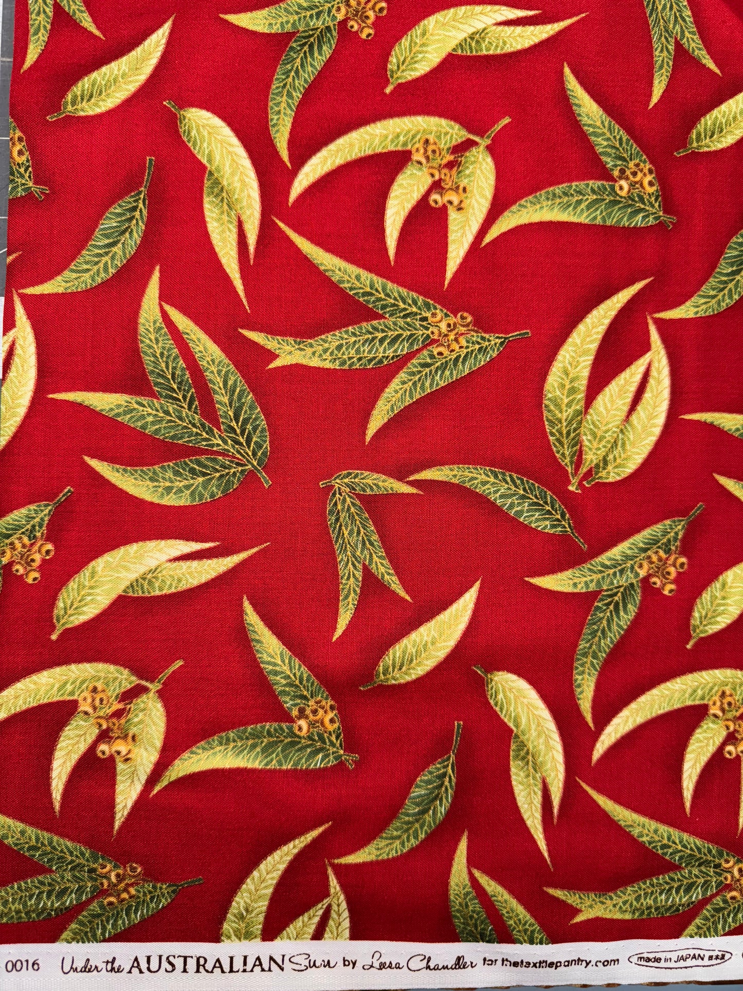 Under the Australian Sun - Gumleaves Red/Green 4m available