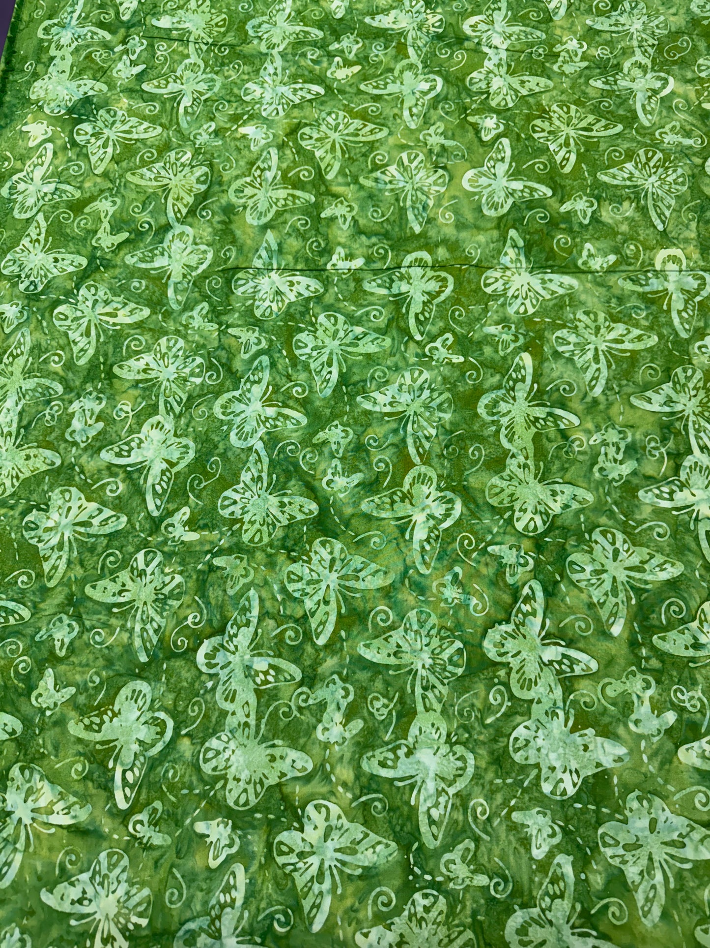 Batik Wideback in Lime Green Butterflies pattern. 13.7m available. BA806