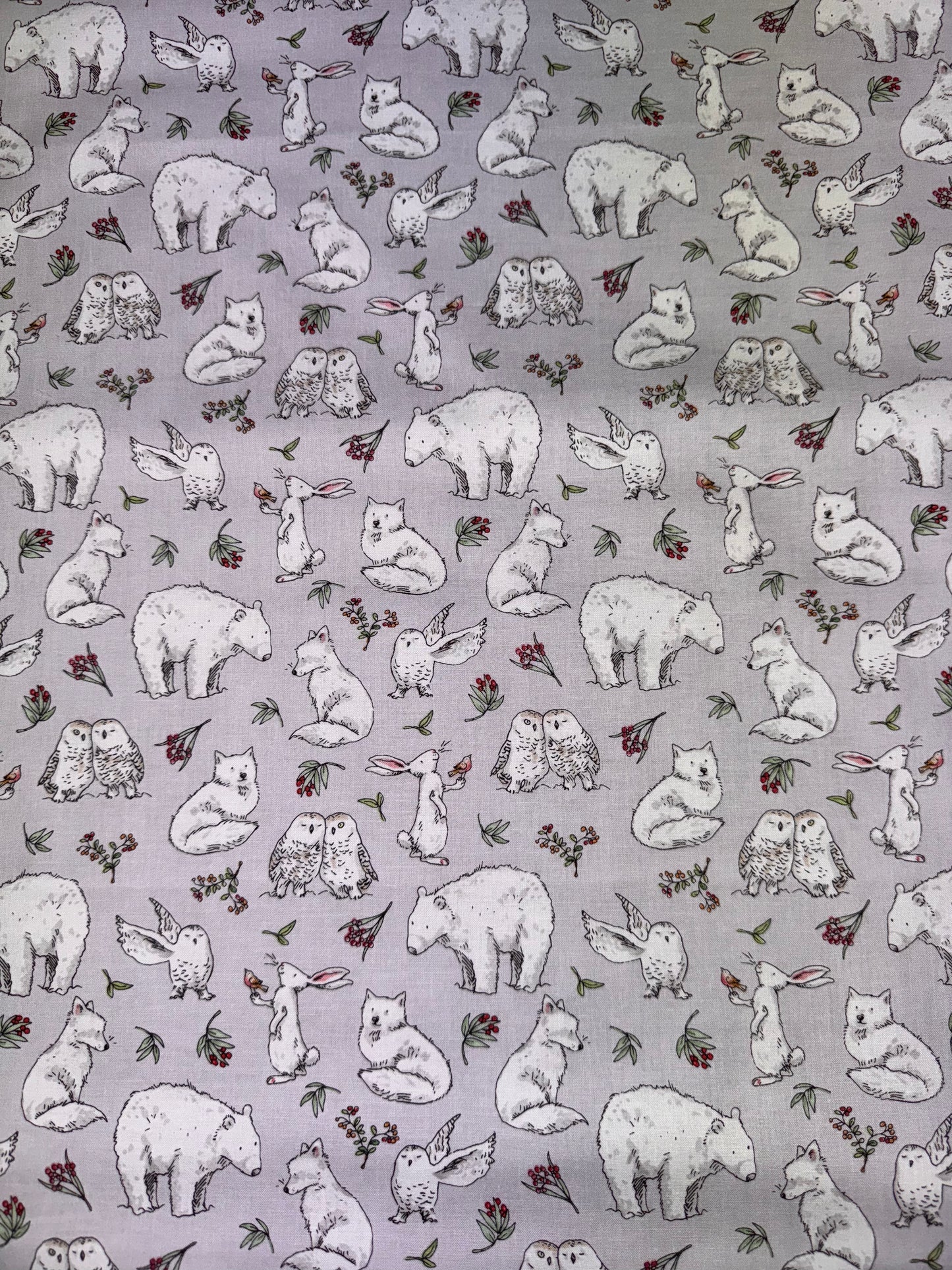 Snowtime Winter Animals Light Grey Y4551-5