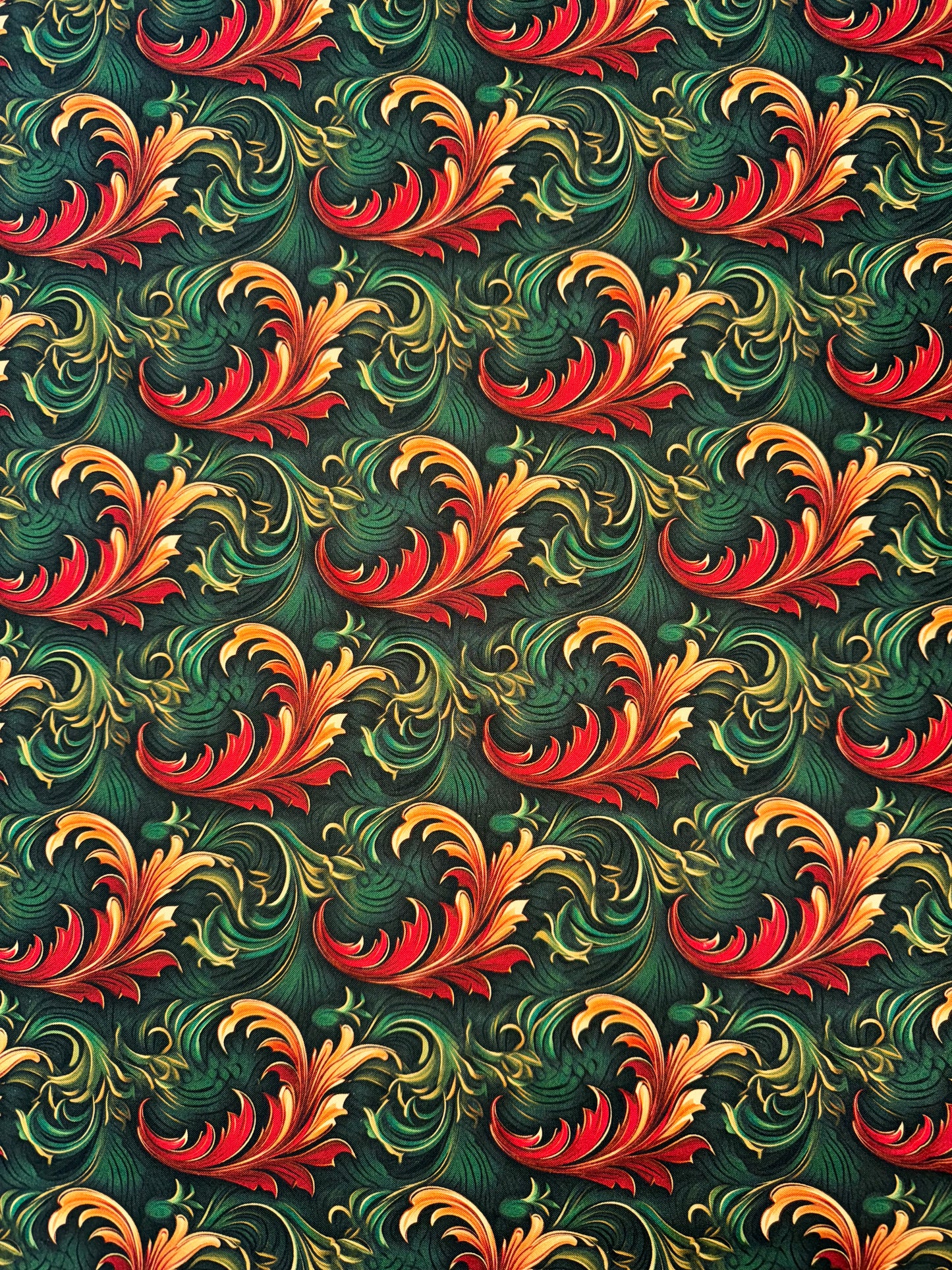 Christmas Green, Red and Gold Swirls
