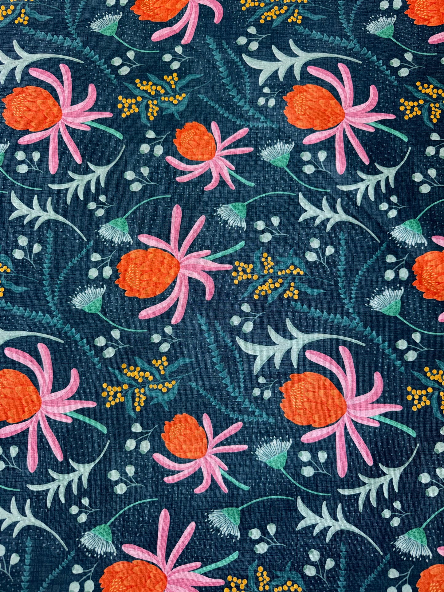 Botanicals - floral Waratahs and Gums on Blue background