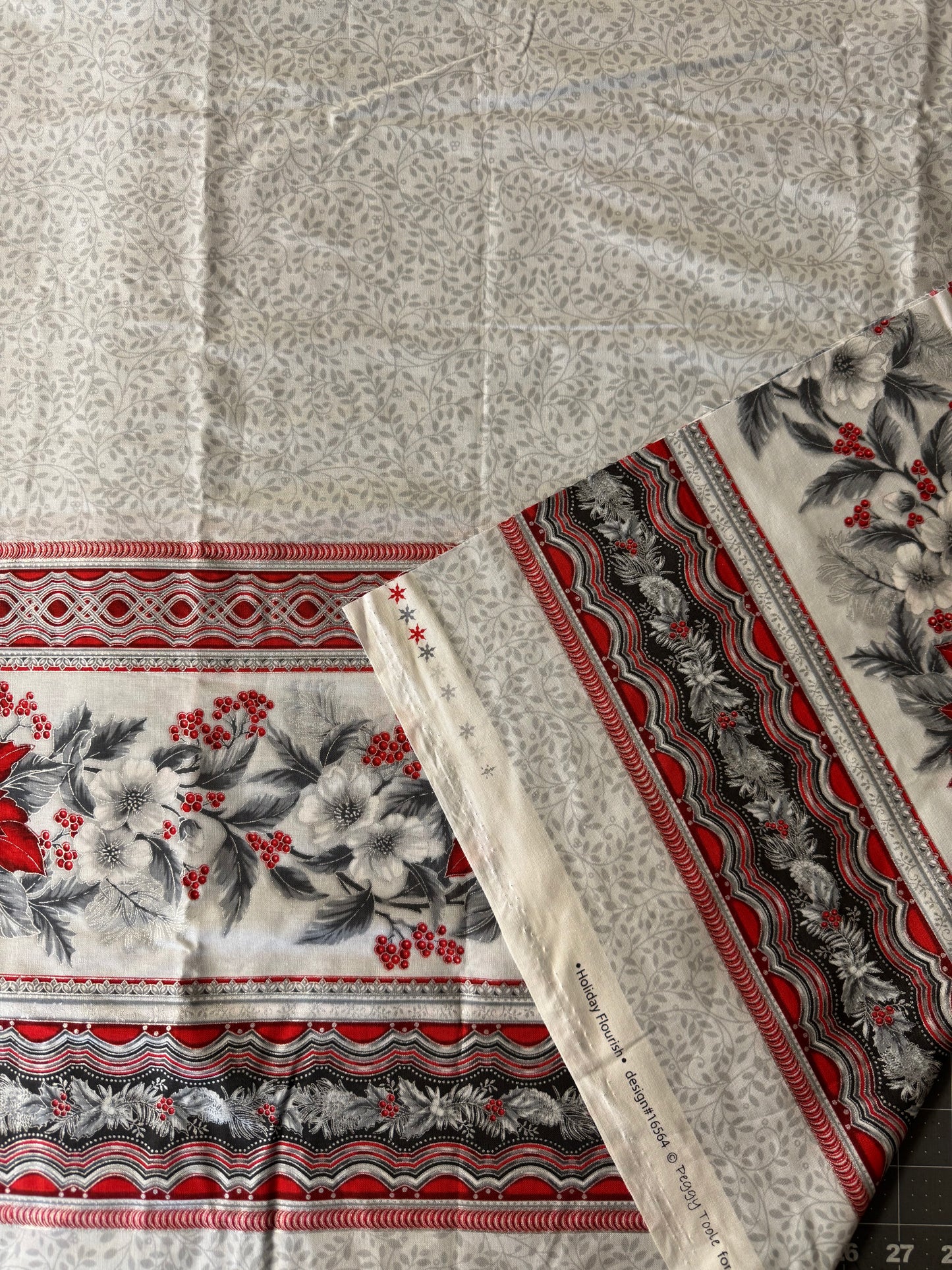 Holiday Flourish - Silvers and Reds 140cm wide - Robert Kaufman