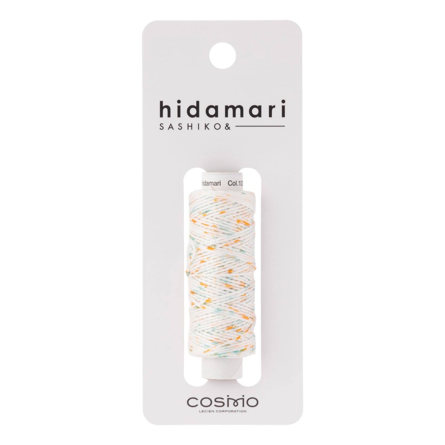 Cosmo Sashiko Thread 302.102 White with Mottled Orange and Teal
