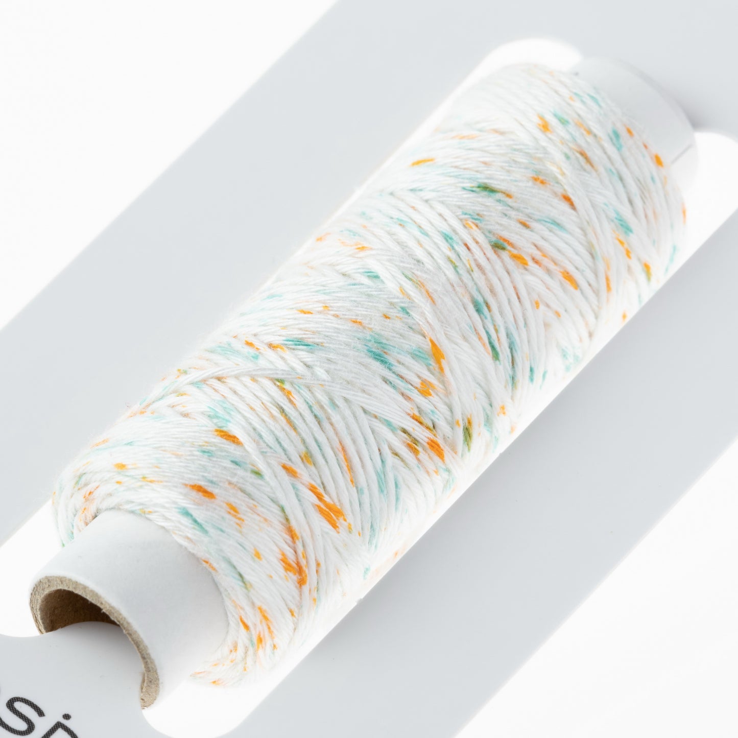 Cosmo Sashiko Thread 302.102 White with Mottled Orange and Teal