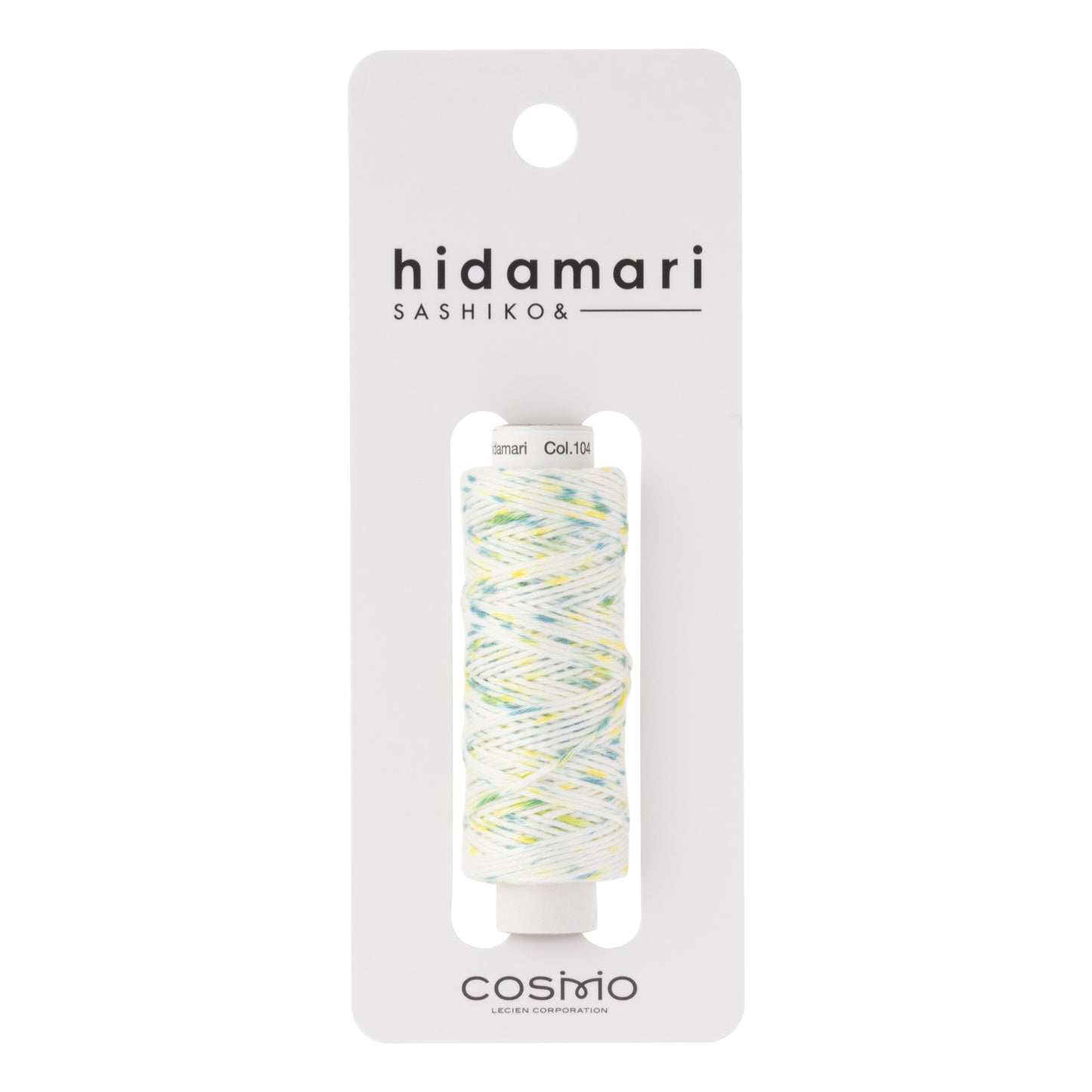 Cosmo Sashiko Thread 302.104 White with Mottled Yellow and Blue