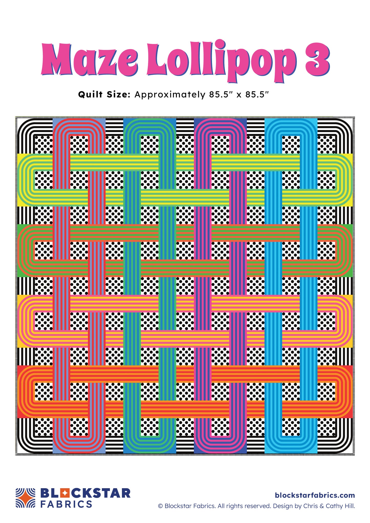 Blockstar Lollipop Maze Lollipop 3 Fabric and Pattern Kit - 85.5" x 85.5"