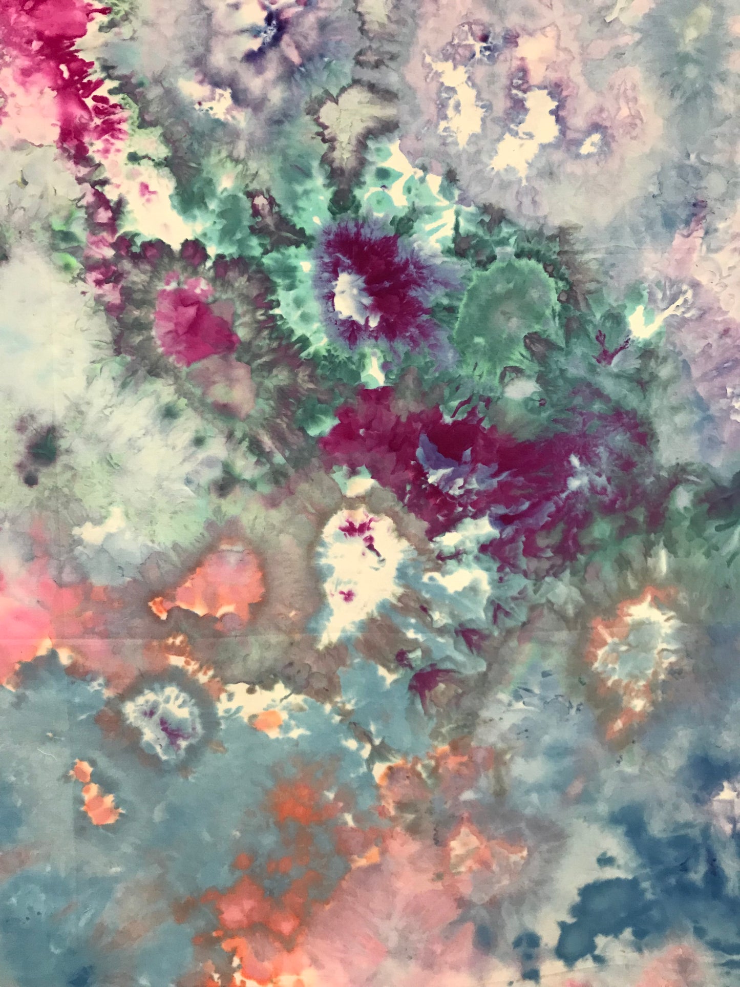 Hand Dyed Tie Dye in Rainbow Colours 42" x 42"