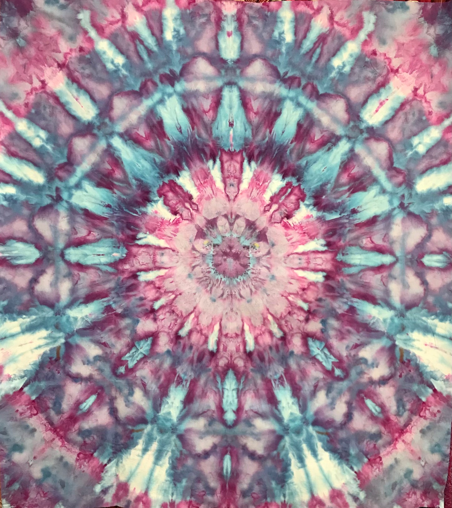 Hand Dyed Mandala in Pinks & Blues 40" x 40"