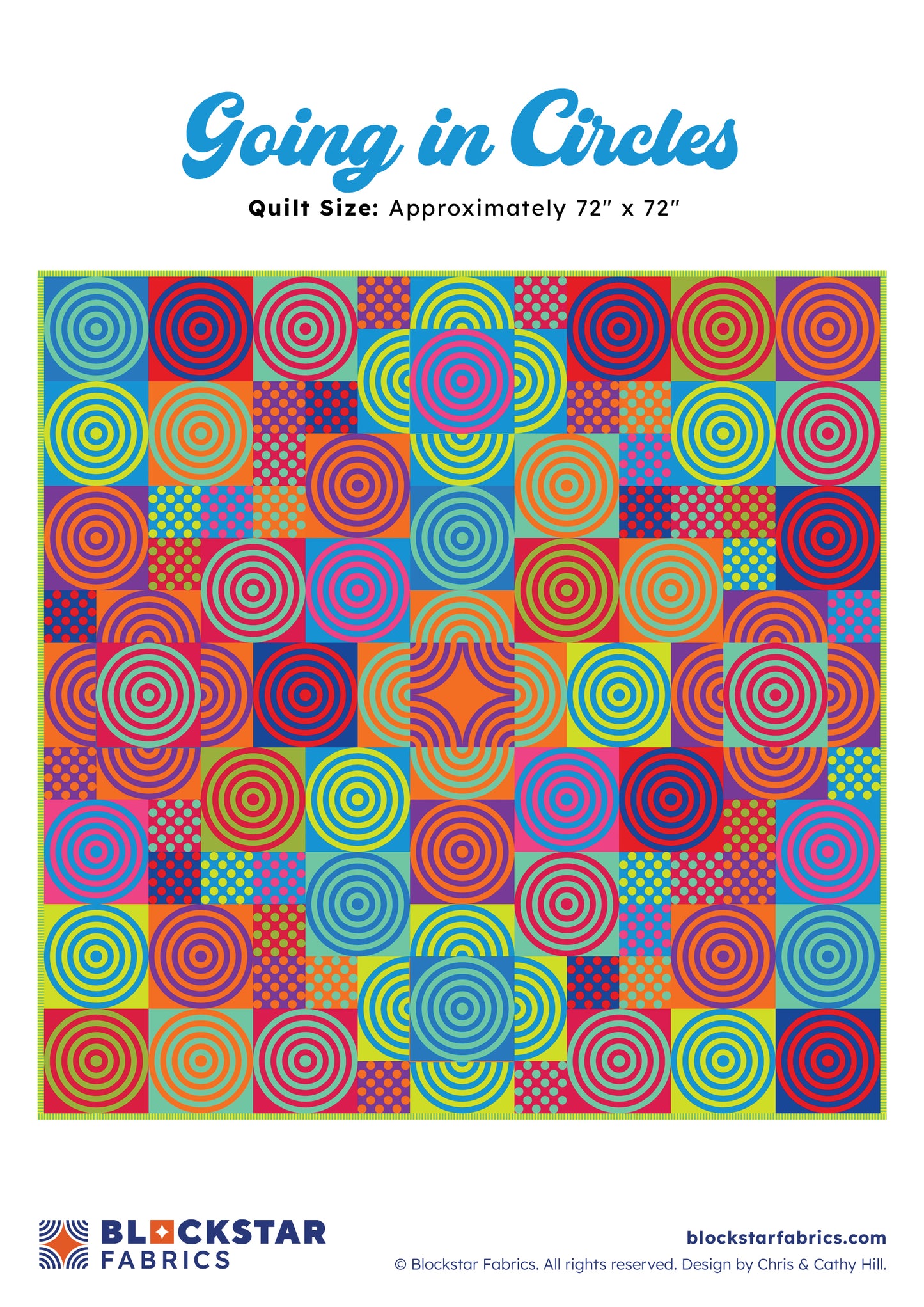 Blockstar Retro Going in Circles Fabric and Pattern Kit - 72" x 72"