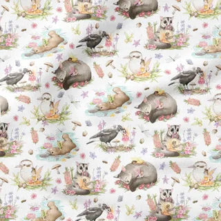 DV5602 Australian Fairy Friends Allover Fabric White background