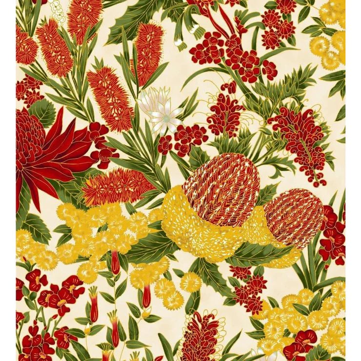 Under the Australian Sun - Floral - Red / Ivory