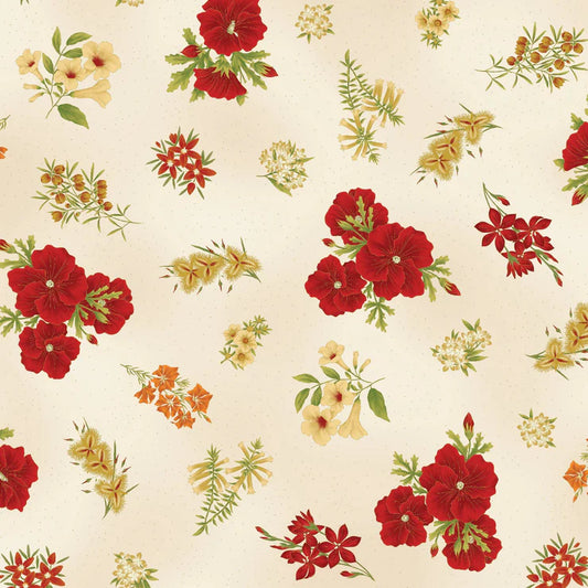 Under the Australian Sun - Open Floral - Red / Ivory