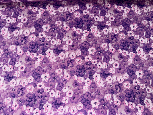 Purple Shadow Fleur Pansies Wideback 108"