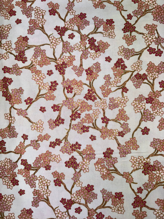 Imperial Collection - Graceful Cranes - Blossoms in Cream