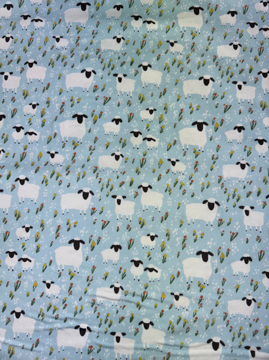 Flannel Little Lambs - Blue